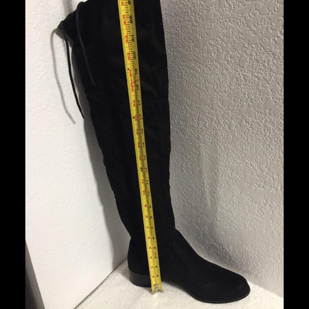 Black microsuede over the knee boots - Picture 3 of 8